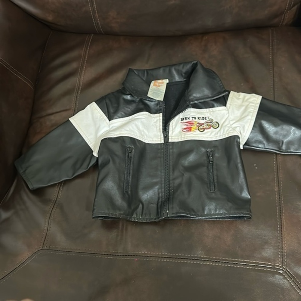 Park bench kids motorcycle jacket born to ride zip up jacket size 12 months